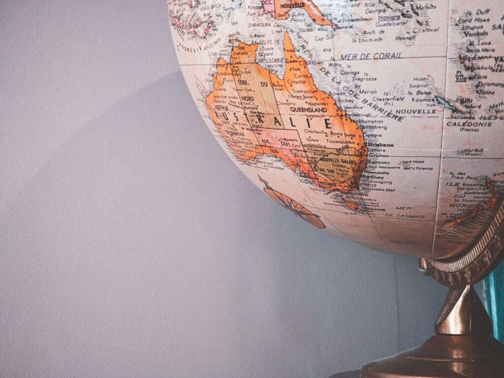globe facing australia